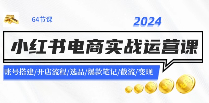 2024小红书电商实战演练运营课：账户构建/开店的流程/选款/爆品手记/截留/转现