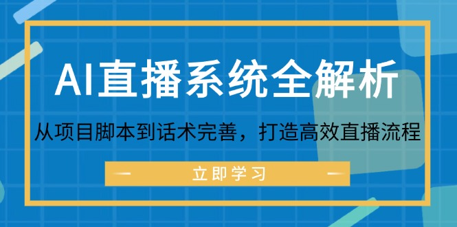 （12509期）AI直播系统全解析：从项目脚本到话术完善，打造高效直播流程