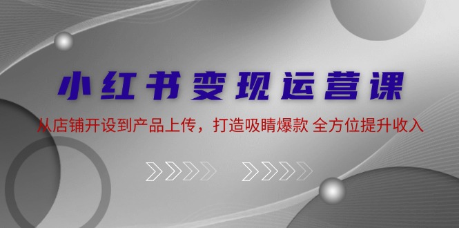 （12520期）小红书变现运营课：从店铺开设到产品上传，打造吸睛爆款 全方位提升收入