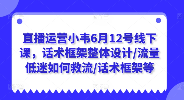 抖音运营小韦6月12号面授课，销售话术架构一体化设计/总流量不景气怎样救流/销售话术架构等