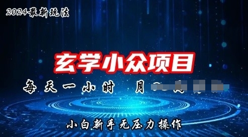 2024年新版本风水玄学冷门游戏玩法新项目，零门槛高收益，新手入门没压力实际操作