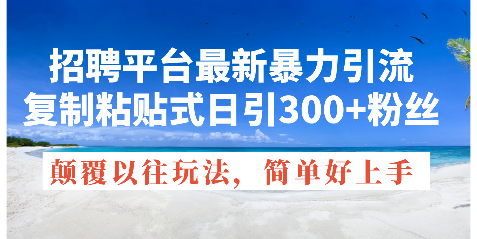 （11538期）招聘网站全新暴力行为引流方法，拷贝式日引300 粉丝们，刷新过去废弃物游戏玩法，简…