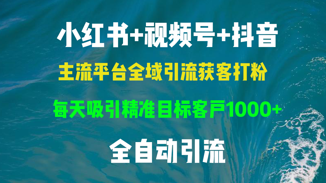 （13104期）小红书的，微信视频号，抖音视频主流平台示范区引流方法拓客磨粉，每日吸引住精确目标客户群体…