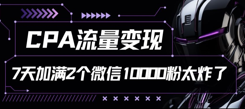 CPA数据流量变现7天满油两个微信号10000粉