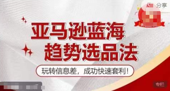 【夏令营】亚马逊平台瀚海发展趋势选款法，轻松玩信息不对称，取得成功迅速对冲套利