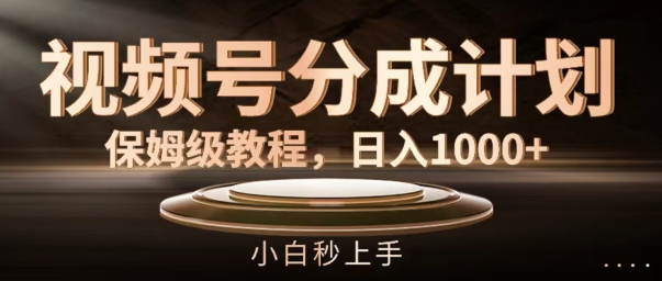 微信视频号分为方案家庭保姆级实例教程，日入1K，新手秒入门【揭密】