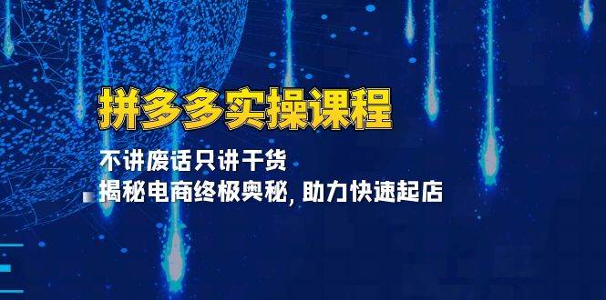 拼多多平台实操课程：不谈空话只谈干货知识, 揭密电子商务最终秘密,助推迅速出单