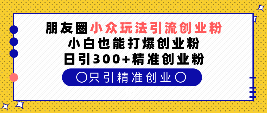 朋友圈小众玩法引流创业粉，小白也能打爆创业粉，日引300+精准创业粉