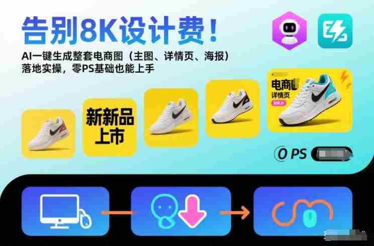 告别8K设计费！AI一键生成整套电商图（主图、详情页、海报）落地实操，零PS基础也能上手