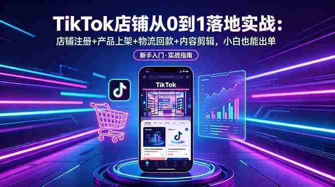 （18862期）TikTok店铺从0到1落地实战：店铺注册+产品上架+物流回款+内容剪辑，小白也能出单