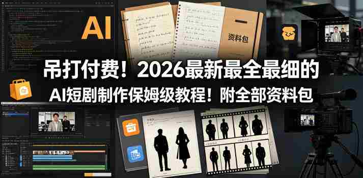吊打付费！2026最新最全最细的AI短剧制作保姆级教程！附全部资料包