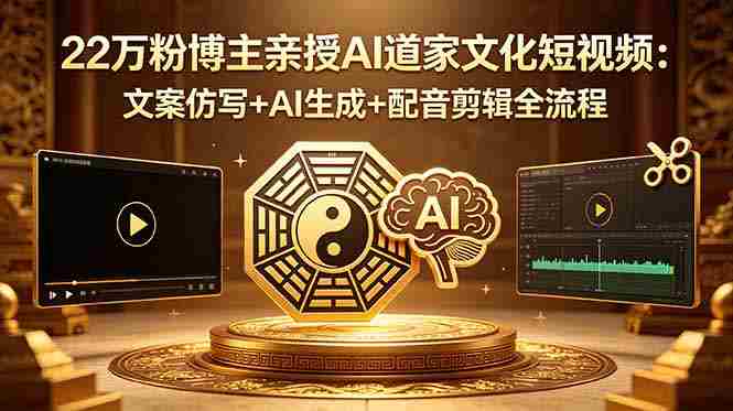 （18580期）22万粉博主亲授AI道家文化短视频：文案仿写+AI生成+配音剪辑全流程