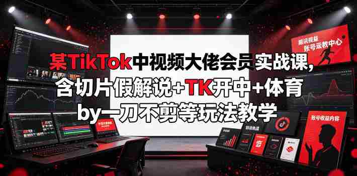 某TikTok中视频大佬会员实战课，含切片假解说+TK开中+体育by一刀不剪等玩法教学