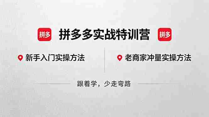 （18309期）拼多多实战特训营(更新5月3)：不管是新手入门或老商家冲量，都有实操方法，跟着学，少走弯路
