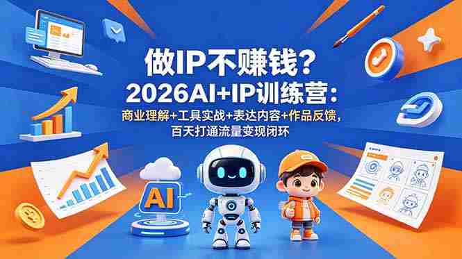 （18839期）做IP不赚钱？2026AI+IP训练营：商业理解+工具实战+表达内容+作品反馈，百天打通流量变现闭环