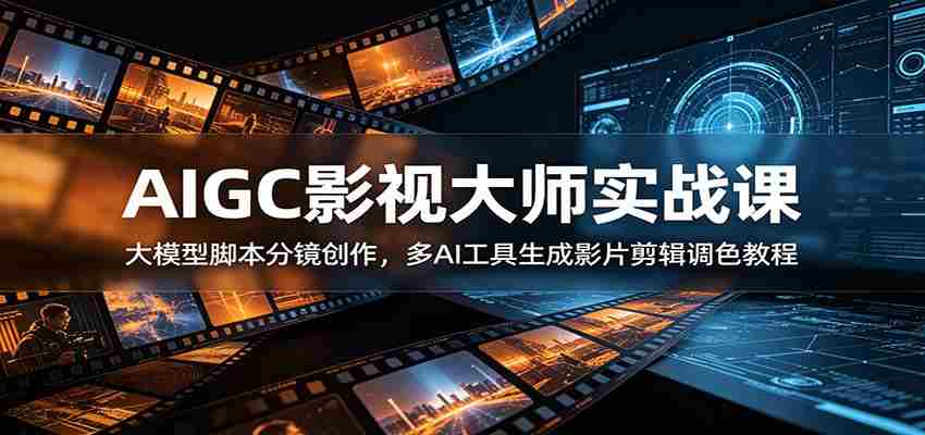 AIGC影视大师实战课：大模型脚本分镜创作，多AI工具生成影片剪辑调色教程