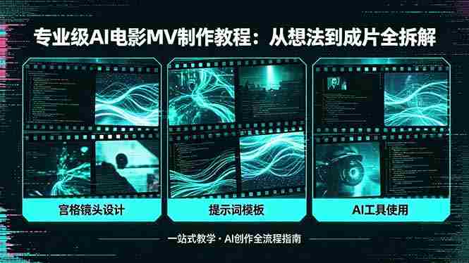 （18295期）专业级AI电影MV制作教程，从想法到成片全拆解，宫格镜头+提示词模板+AI工具一站式教学