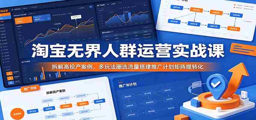 淘宝无界人群运营实战课：拆解高投产案例，多玩法圈选流量搭建推广计划矩阵提转化