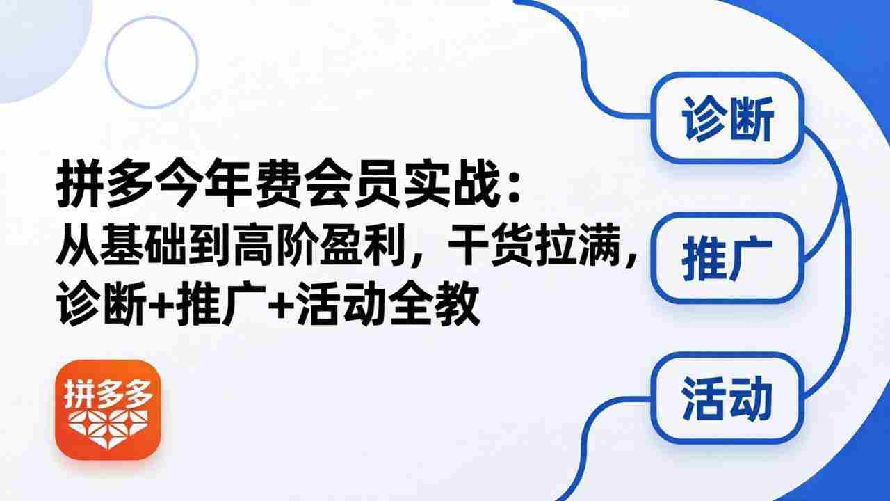 （18407期）拼多多年费会员实战(更新26年5月11)：从基础到高阶盈利，干货拉满，诊断+推广+活动全教