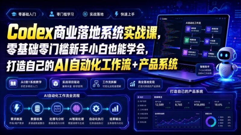 【2026.07.20】零基础也能轻松上手！Codex商业落地实战课，教你打造专属AI自动化工作流与产品系统