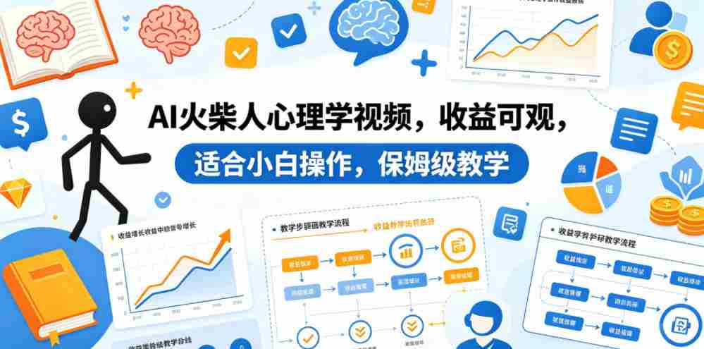 AI火柴人心理学视频，收益可观，适合小白操作，保姆级教学