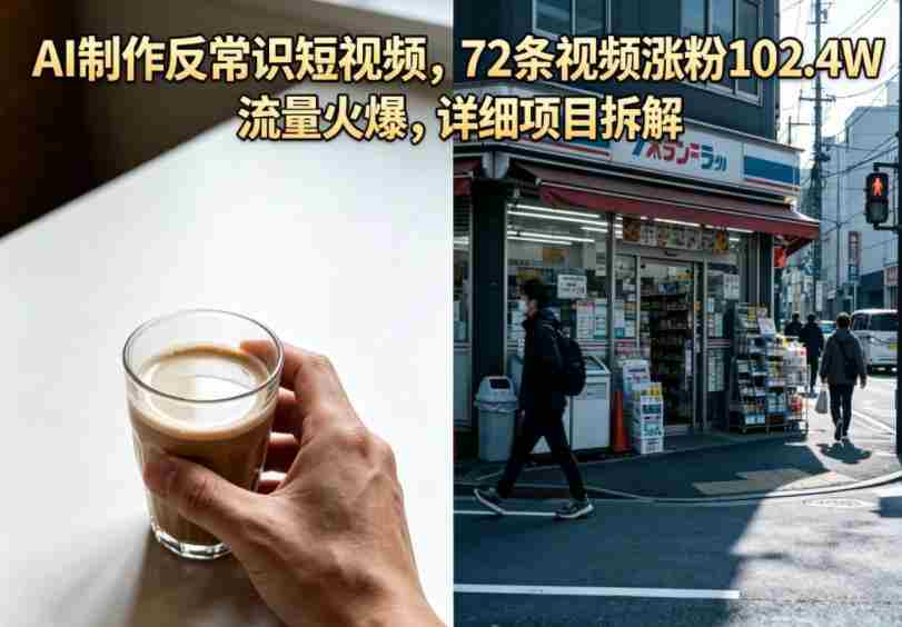 AI制作反常识短视频，72条视频涨粉102.4W，流量火爆，详细项目拆解