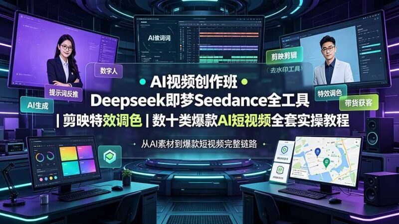 【2026.07.20】AI视频创作实战班：Deepseek+即梦Seedance全工具｜剪映特效调色｜数十类爆款AI短视频实操全攻略