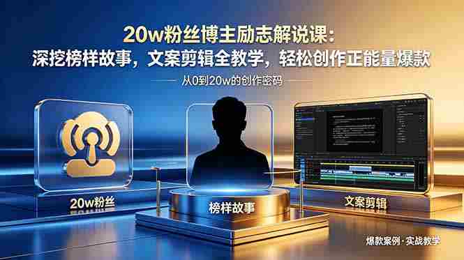 （18648期）20w粉丝博主励志解说课：深挖榜样故事，文案剪辑全教学，轻松创作正能量爆款