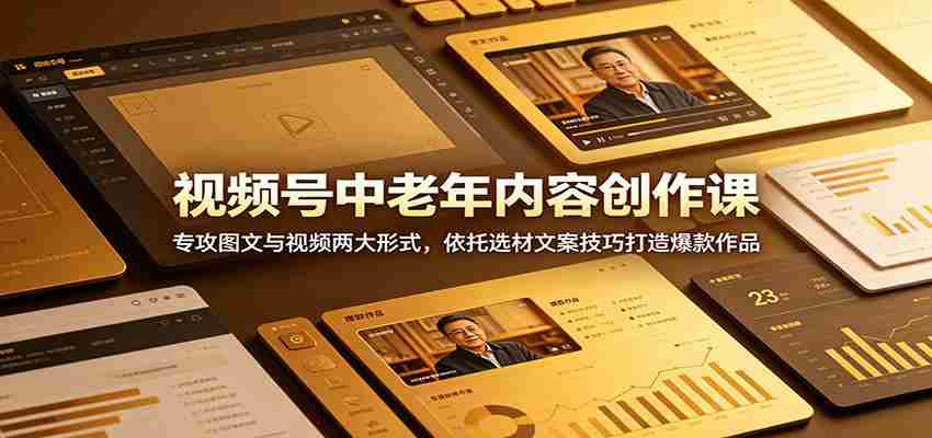 视频号中老年内容创作课：专攻图文与视频两大形式，依托选材文案技巧打造爆款作品