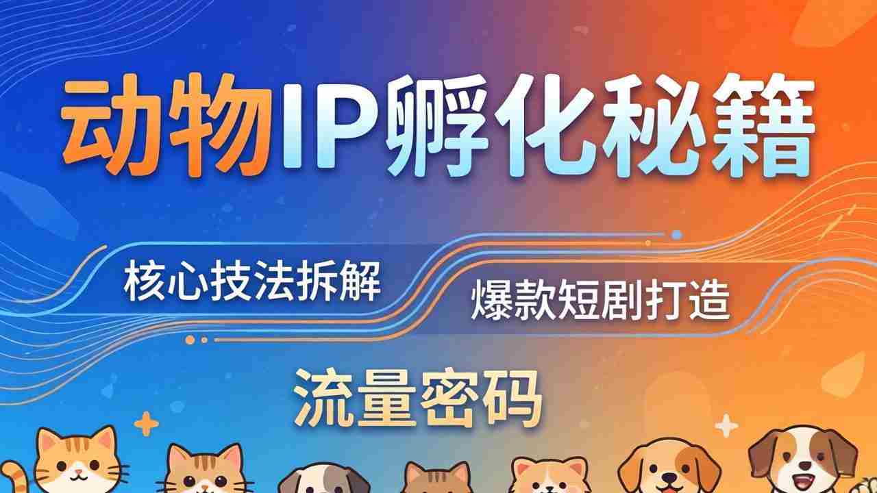 （18207期）动物IP孵化全套秘籍，三大核心技法拆解，打造爆款萌宠短剧，轻松拿捏赛道流量密码