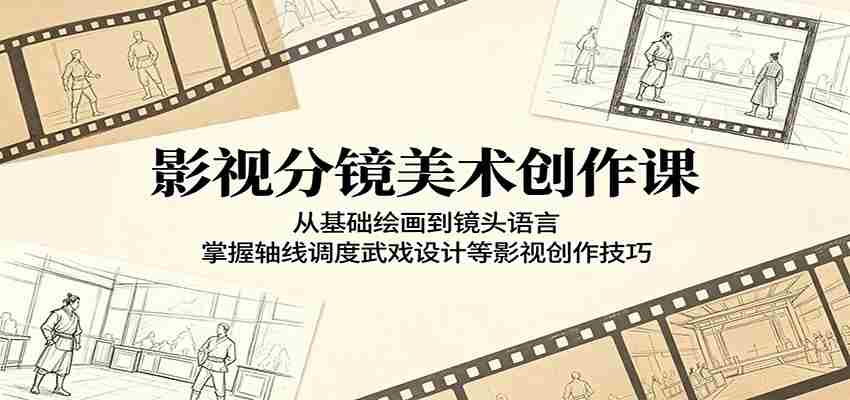 影视分镜美术创作课：从基础绘画到镜头语言，掌握轴线调度武戏设计等影视创作技巧