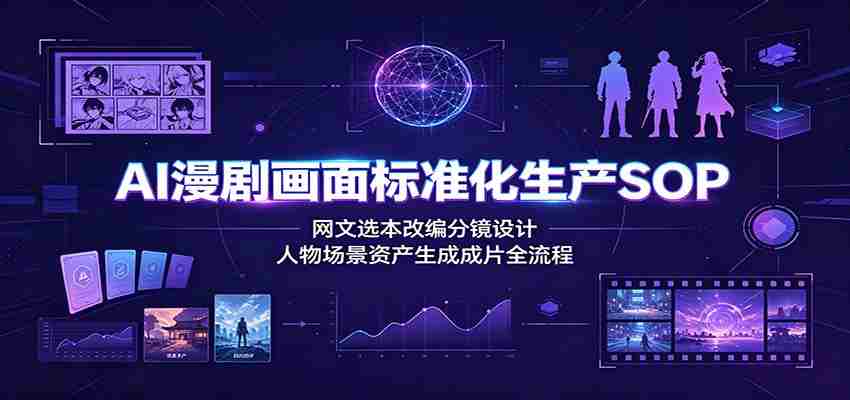 AI漫剧画面标准化生产SOP：网文选本改编分镜设计，人物场景资产生成成片全流程