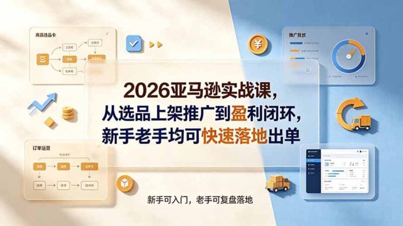 【2026.07.21】2026亚马逊实战指南：从选品到盈利闭环，新手老手都能快速出单！