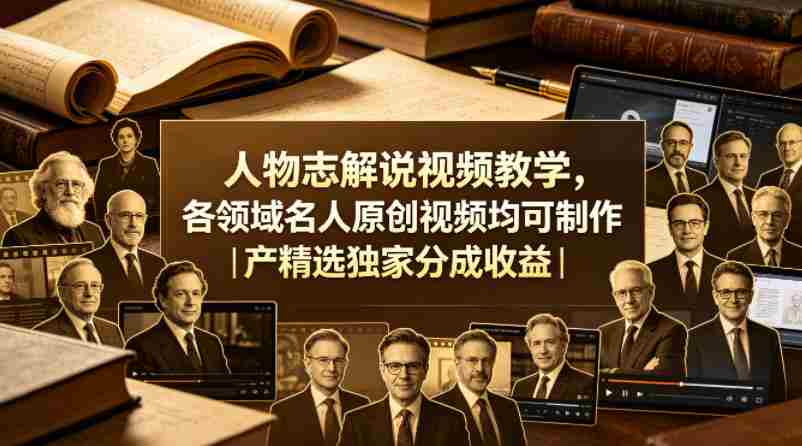 人物志解说视频教学，各领域名人原创视频均可制作丨精选独家分成收益