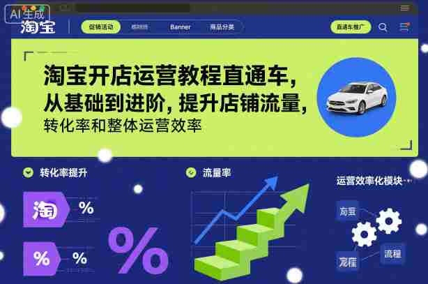 淘宝开店运营教程直通车，从基础到进阶，提升店铺流量，转化率和整体运营效率（更新26年05月27日）