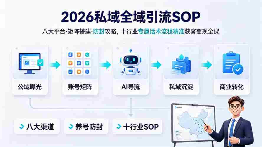 （19248期） 2026私域全域引流SOP｜八大平台·矩阵搭建·防封攻略，十行业专属话术流程精准获客变现全课