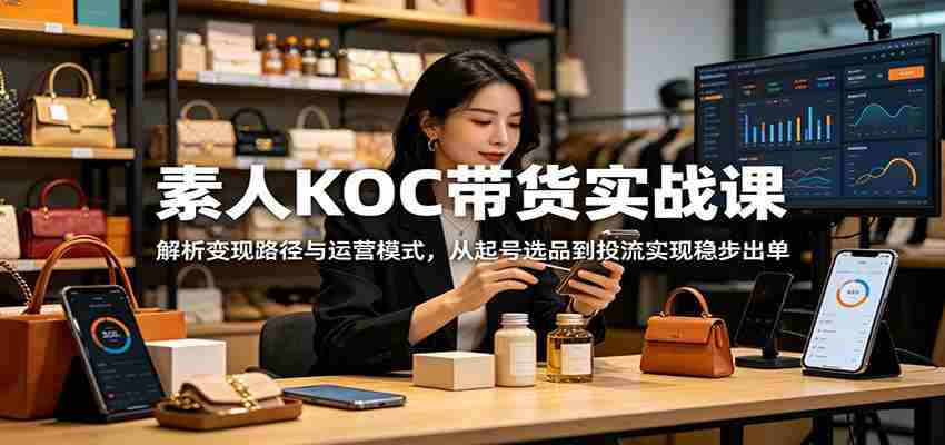 素人KOC带货实战课：解析变现路径与运营模式，从起号选品到投流实现稳步出单