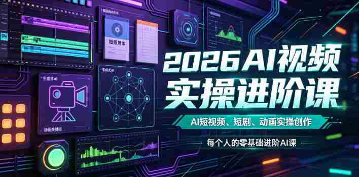 2026AI视频实操进阶课，AI短视频、短剧、动画实操创作，每个人的零基础进阶ai课