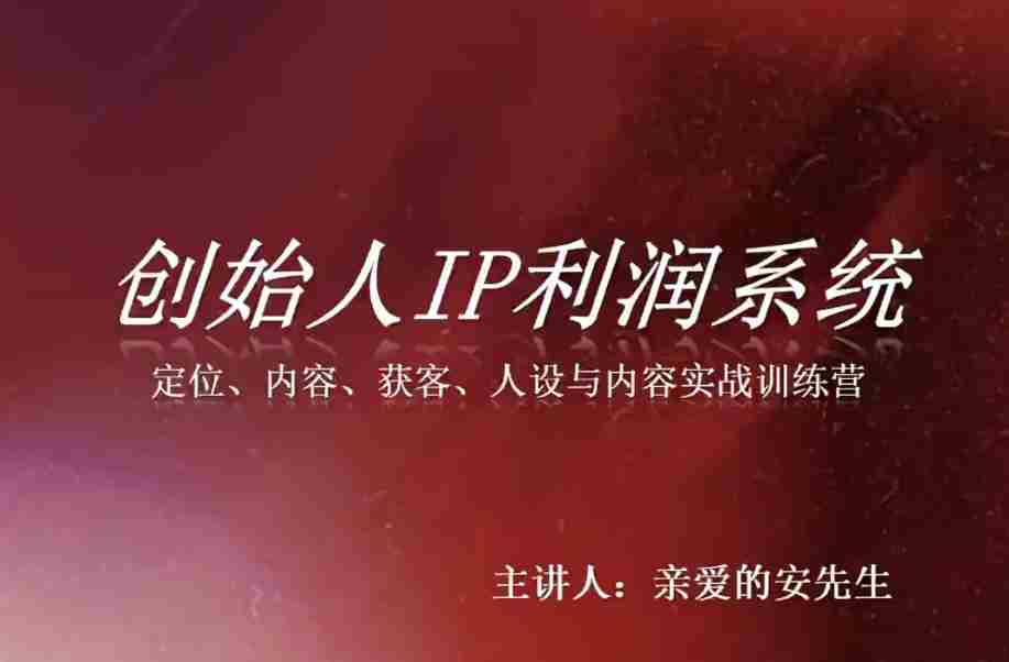 创始人IP利润系统8月训练营，定位、内容、获客、人设与内容实战训练营