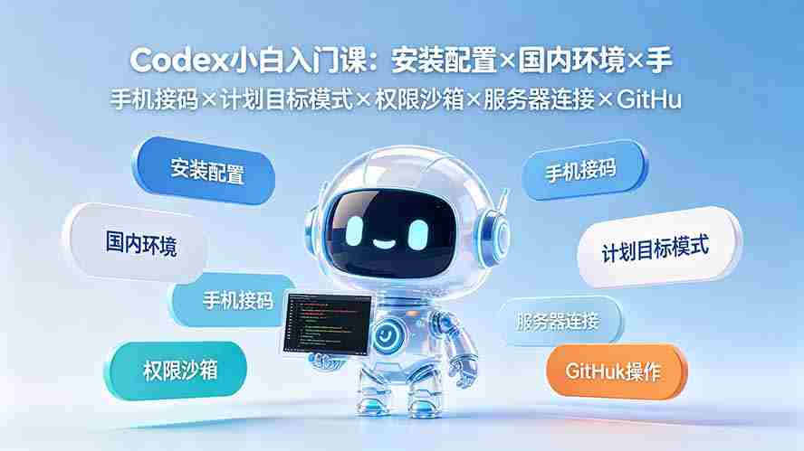 （19402期）Codex小白入门课：安装配置×国内环境×手机接码×计划目标模式×权限沙箱×服务器连接×GitHub操作