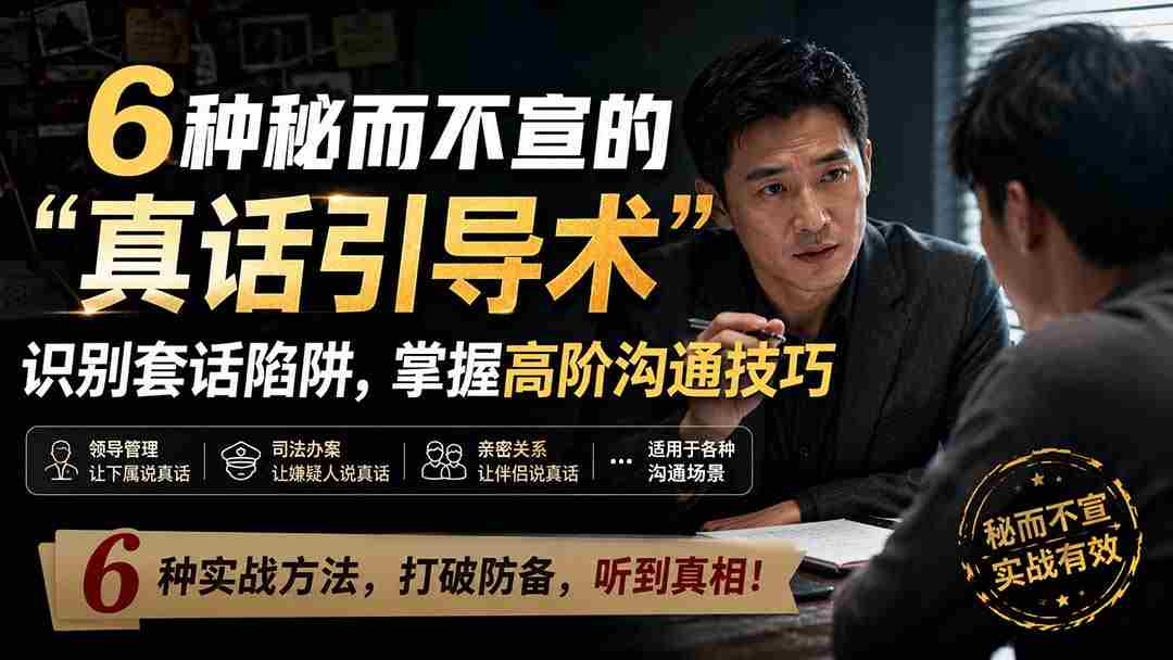 （20113期）付费文章：6种秘而不宣的“真话引导术”识别套话陷阱，掌握高阶沟通技巧