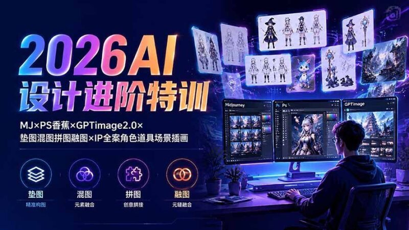 【2026.07.27】2026 AI设计进阶实战：MJ×PS香蕉×GPTimage2.0×垫图混图拼图融图×IP全案角色道具场景插画