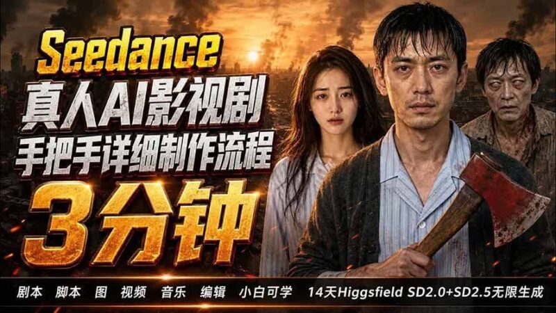 【2026.08.05】Higgsfield SD 2.0保姆级教程：3分钟真人AI影视剧从0到1完整实操