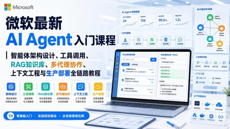 【2026.08.20】微软AI Agent实战指南：从架构设计到生产部署的全栈智能体开发教程