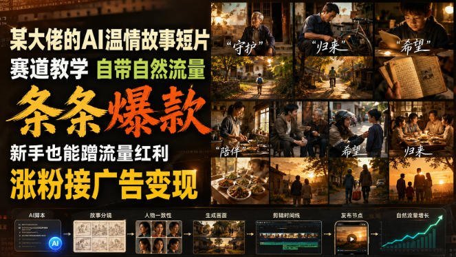 【2026.08.12】AI大佬温情短片教学：零基础也能条条爆款，轻松涨粉变现！