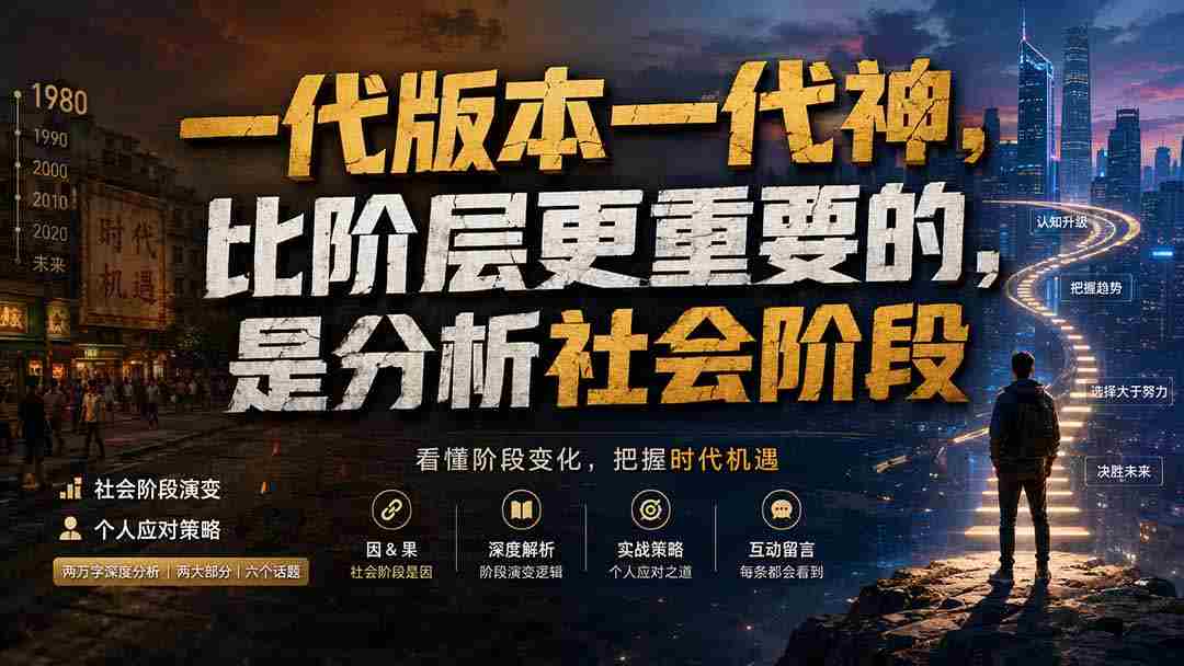 （19745期）付费文章：一代版本一代神，比阶层更重要的，是分析社会阶段