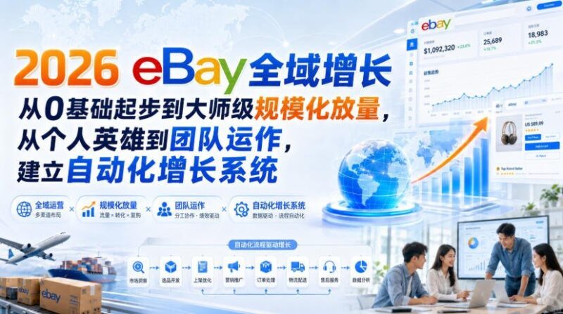 【2026.08.23】2026 eBay全域增长终极指南：从零基础到规模化放量，打造自动化增长引擎，实现团队化高效运作