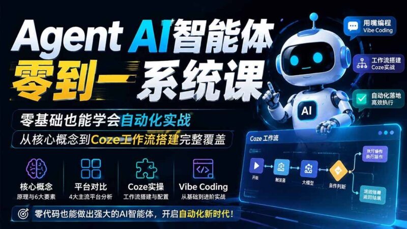 【2026.08.07】零基础玩转Agent AI智能体：从核心概念到Coze工作流实战全攻略