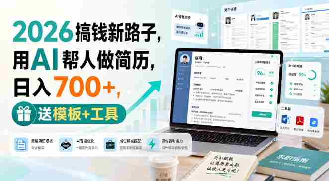 2026搞钱新路子，用AI帮人做简历，日入700+，送模板+工具【揭秘】