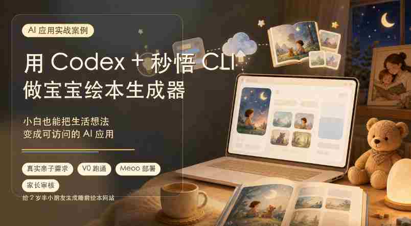 （19415期）AI应用实战案例，用Codex+秒悟CLl做宝宝绘本生成器，小白也能把生活想法变成可访问的AI应用